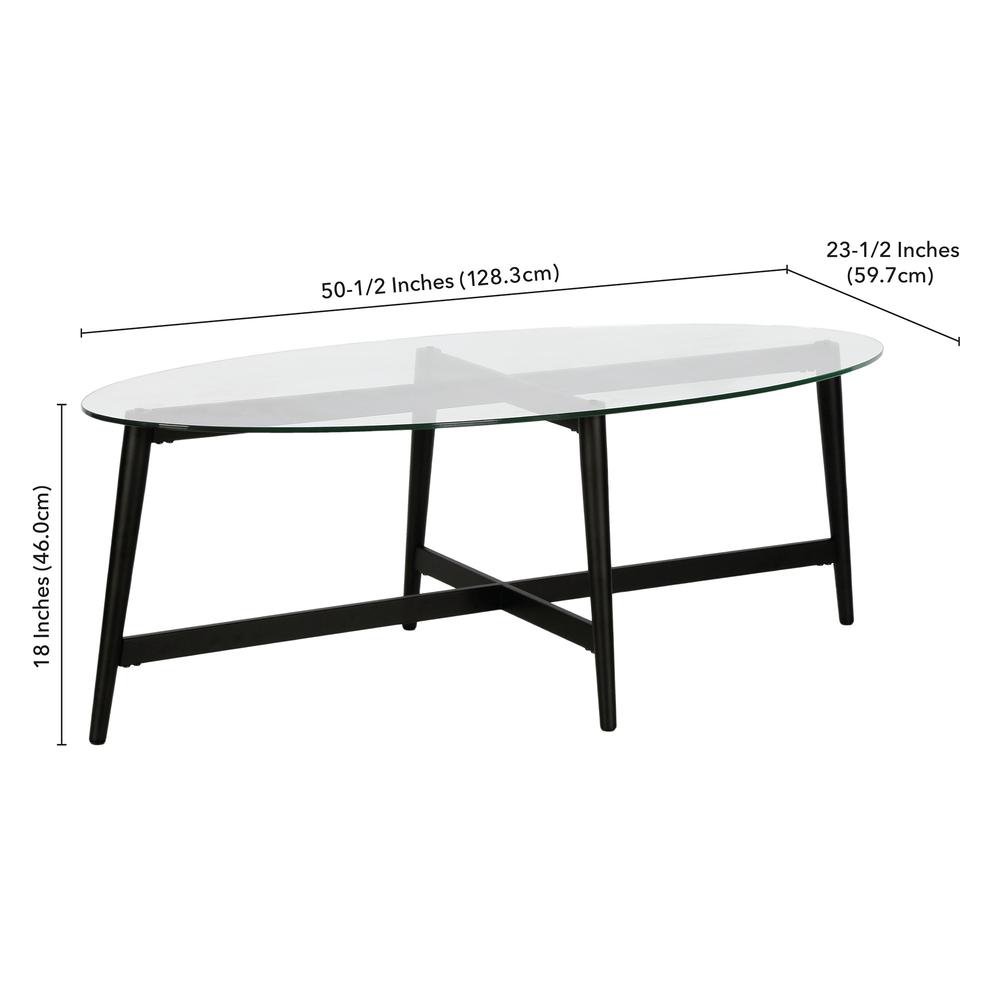 Olson 50.5'' Wide Oval Coffee Table in Blackened Bronze. Picture 5