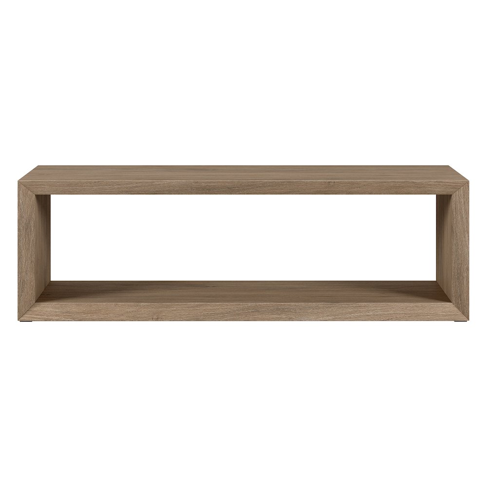 58" Rectangular Coffee Table with Open Storage Shelf, Weathered Gray. Picture 3