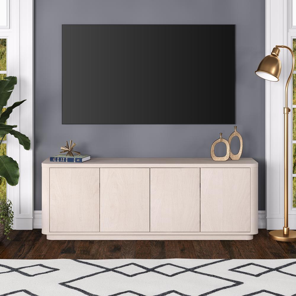 Plympton Rectangular TV Stand for TV's up to 75" in Alder White. Picture 3