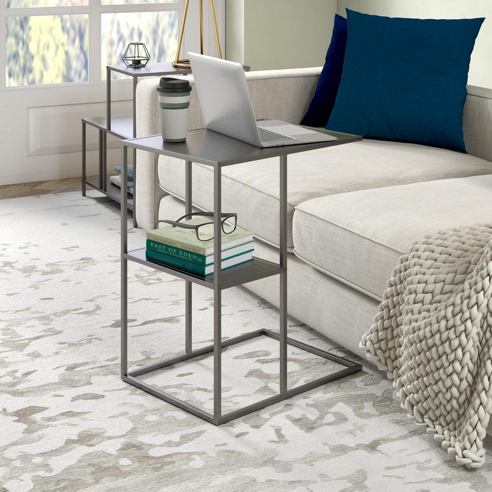 Winthrop 20'' Wide Rectangular Side Table in Gunmetal Gray. Picture 2
