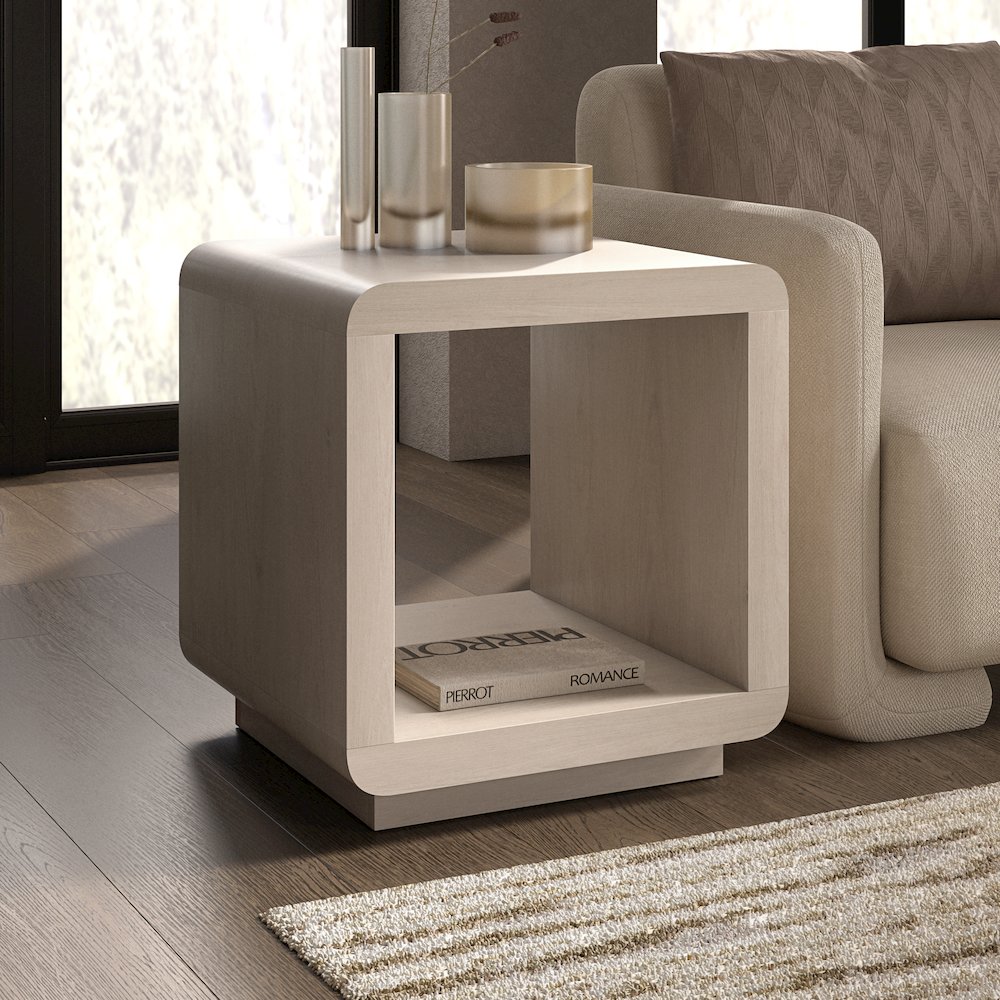 Henn&Hart 20" Modern Square End Table, Side Table, Nightstand with Plinth Base. Picture 2