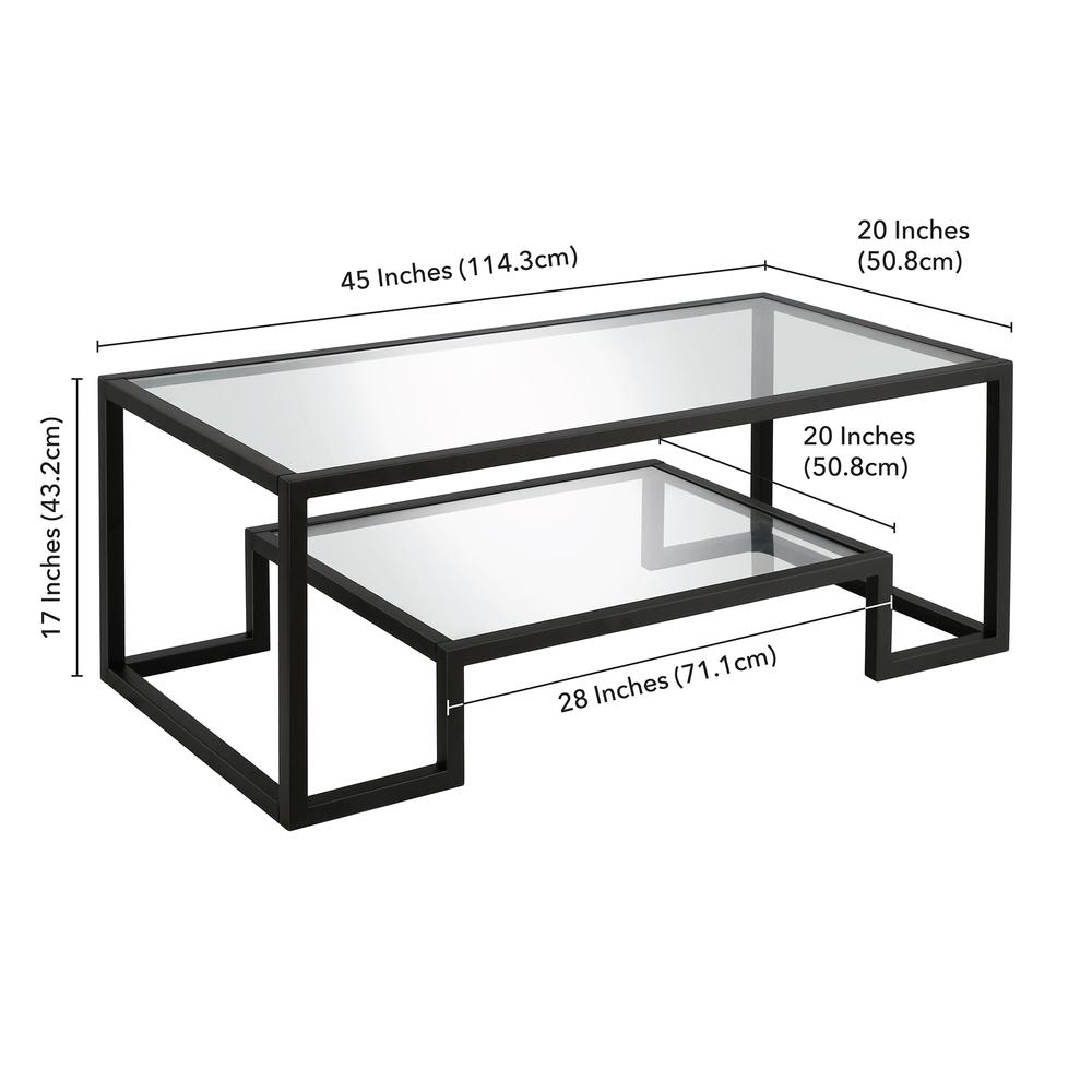 Athena 45'' Wide Rectangular Coffee Table in Blackened Bronze. Picture 5