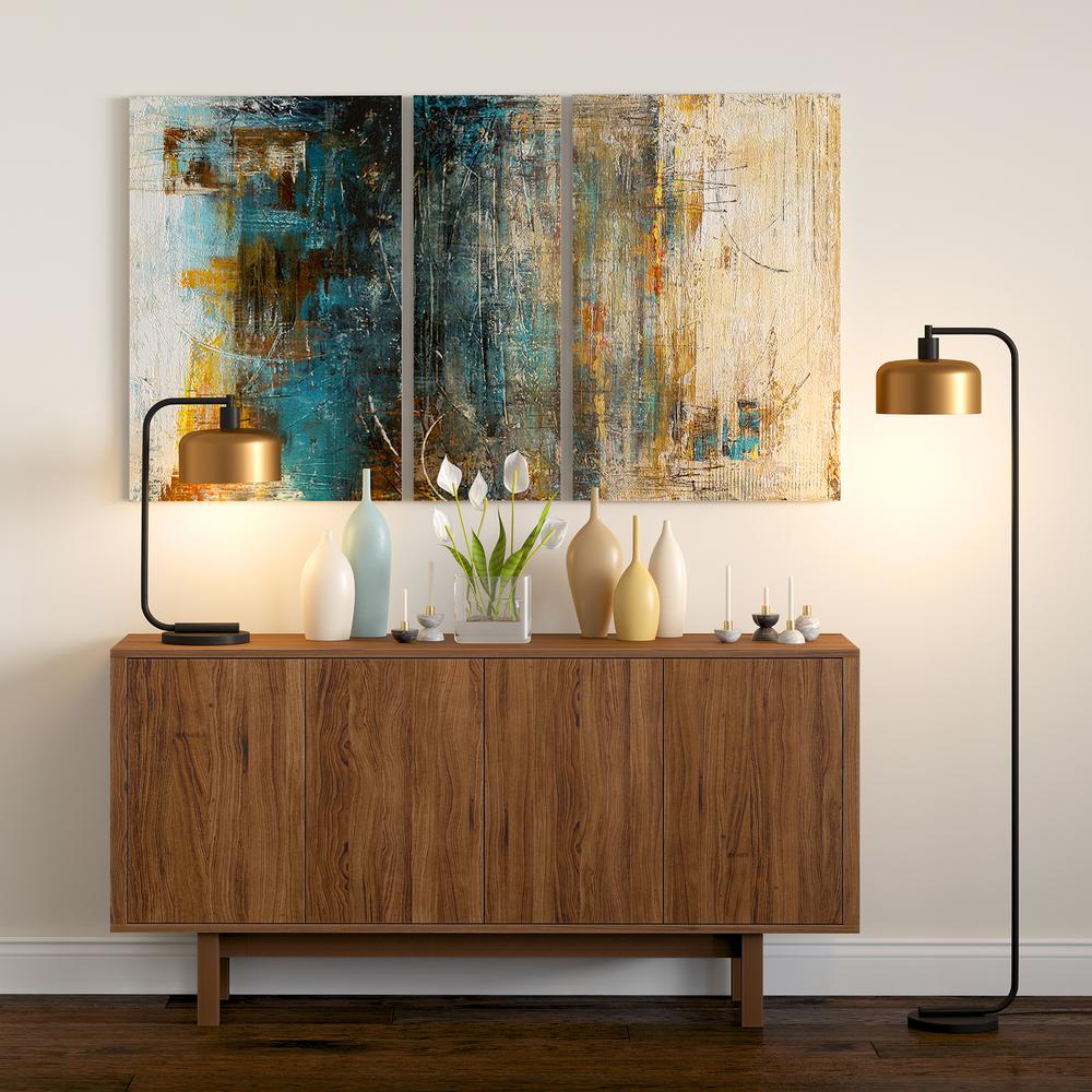 Cadmus 20.5" Tall Table Lamp with Metal Shade in Blackened Bronze/Brass/Brass. Picture 3