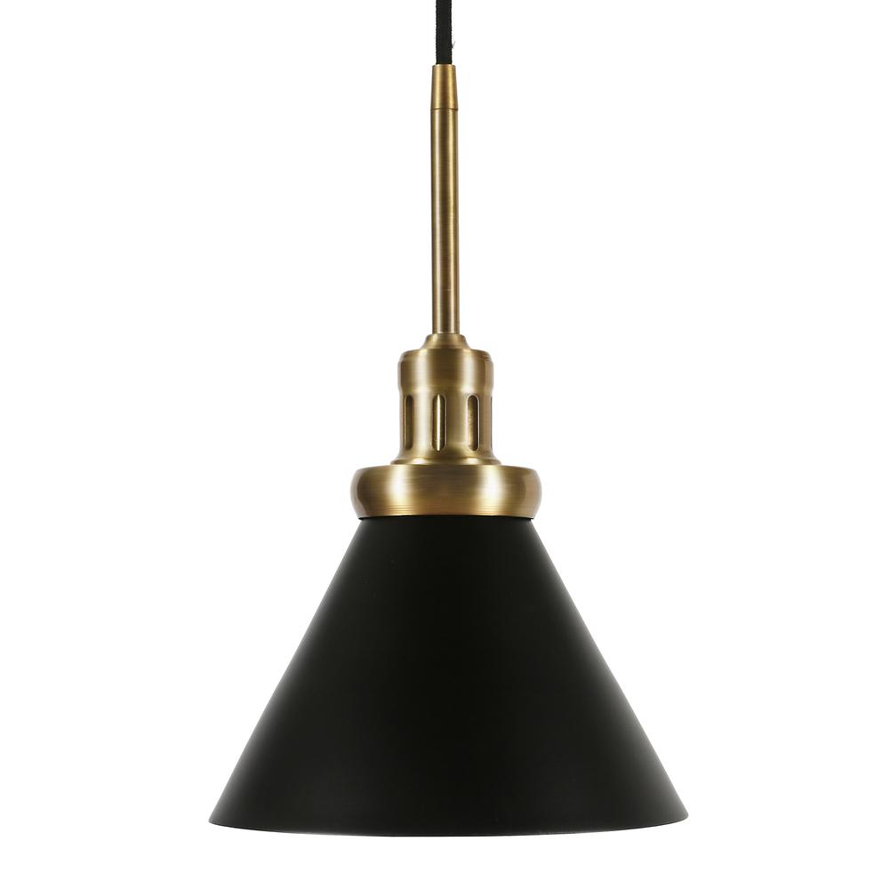 Zeno 8.5" Wide Pendant with Metal Shade in Blackened Bronze/Blackened Bronze. Picture 3