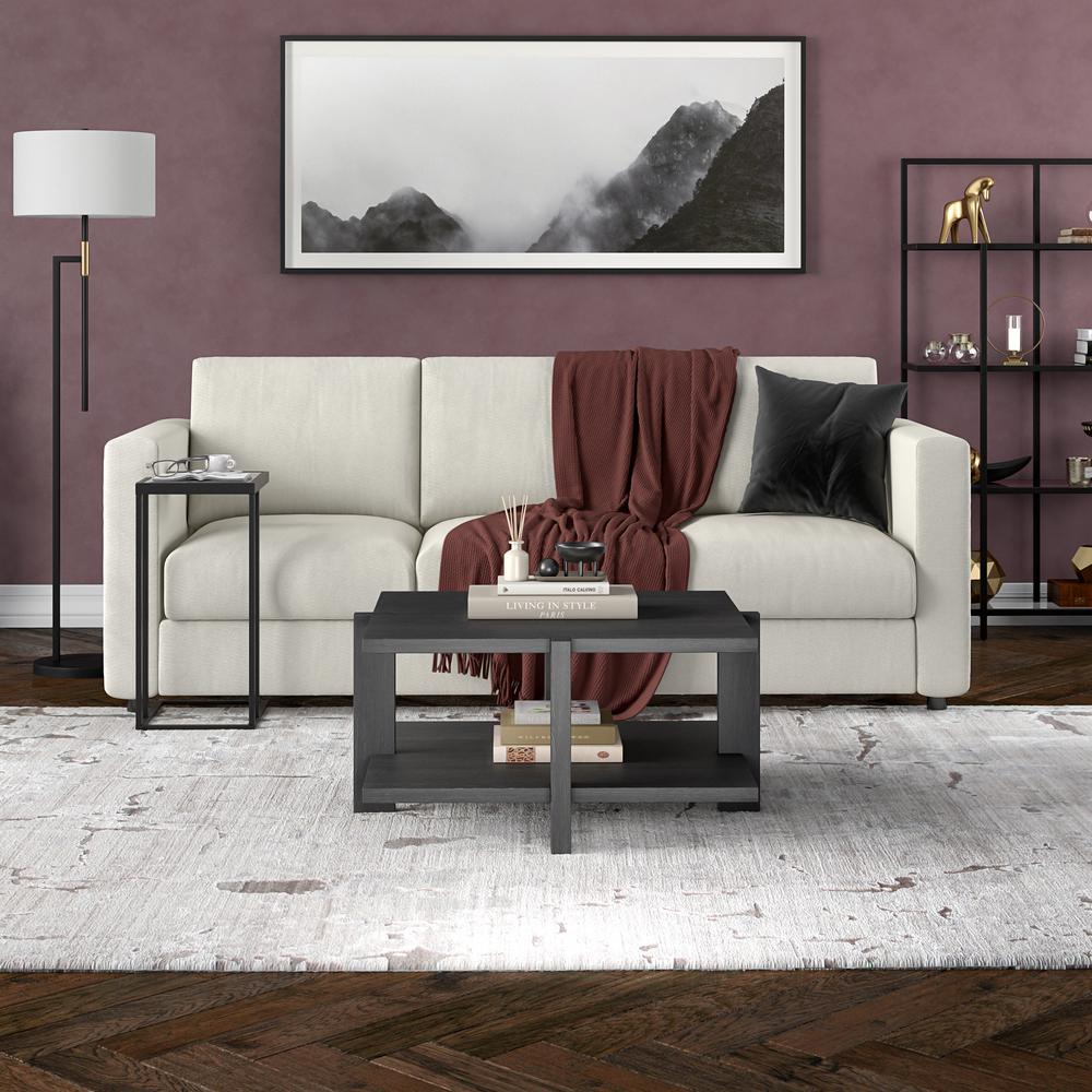 Ingrid 35" Wide Square Coffee Table in Charcoal Gray. Picture 4
