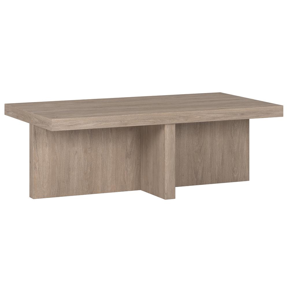 Elna 44" Wide Rectangular Coffee Table in Antiqued Gray Oak. Picture 1