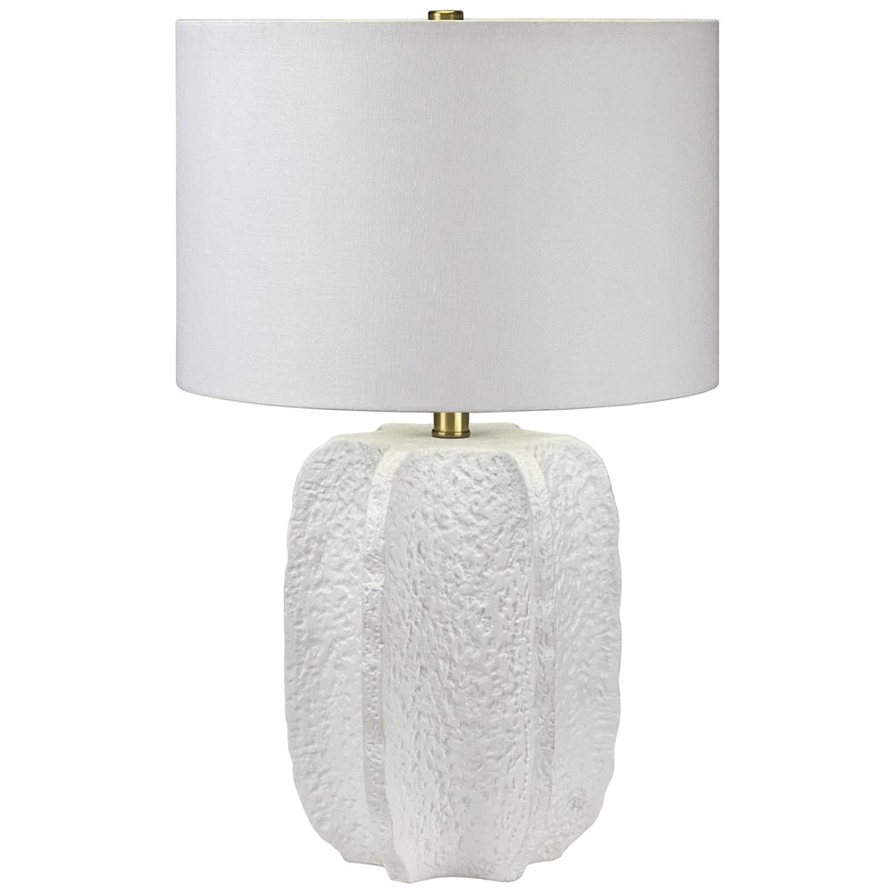 Turbida 24" Tall Table Lamp with Fabric Shade in Matte White/Brass/White. Picture 1