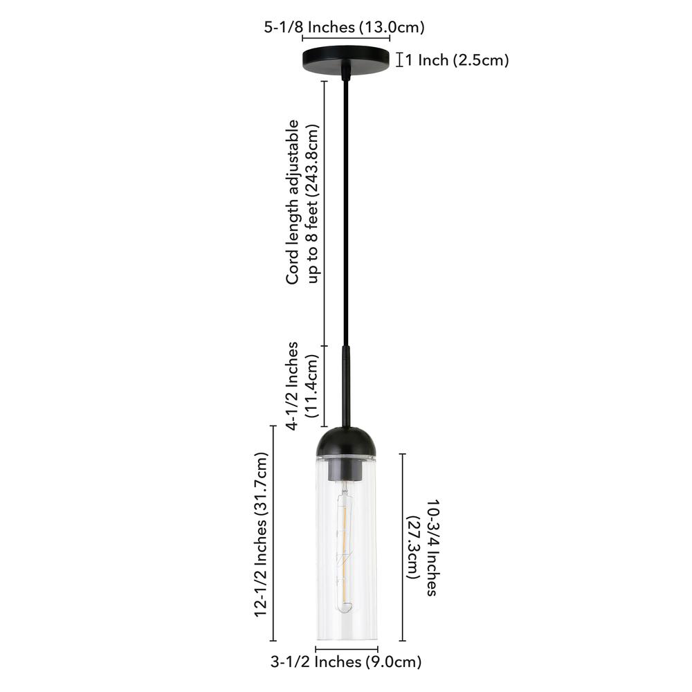 Kagan  3.5" Wide Pendant with Glass Shade in Blackened Steel/Clear. Picture 6