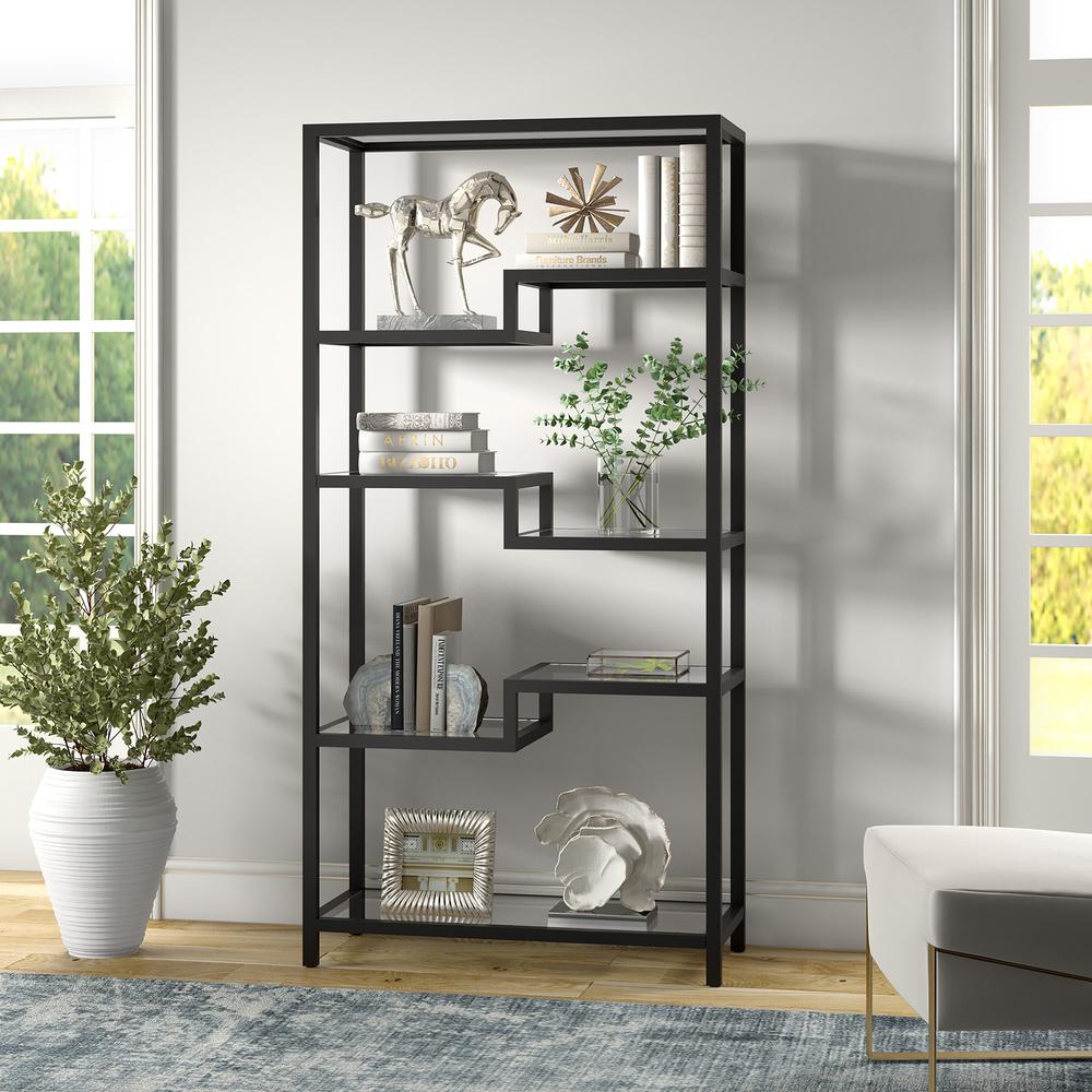Johann 68'' Tall Rectangular Bookcase in Blackened Bronze. Picture 4
