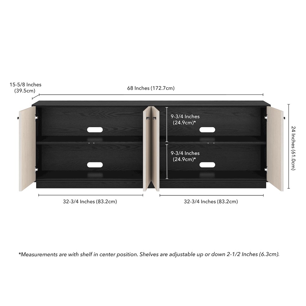 Lillian Rectangular TV Stand for TV's up to 75" in Black Grain/Alder White. Picture 3