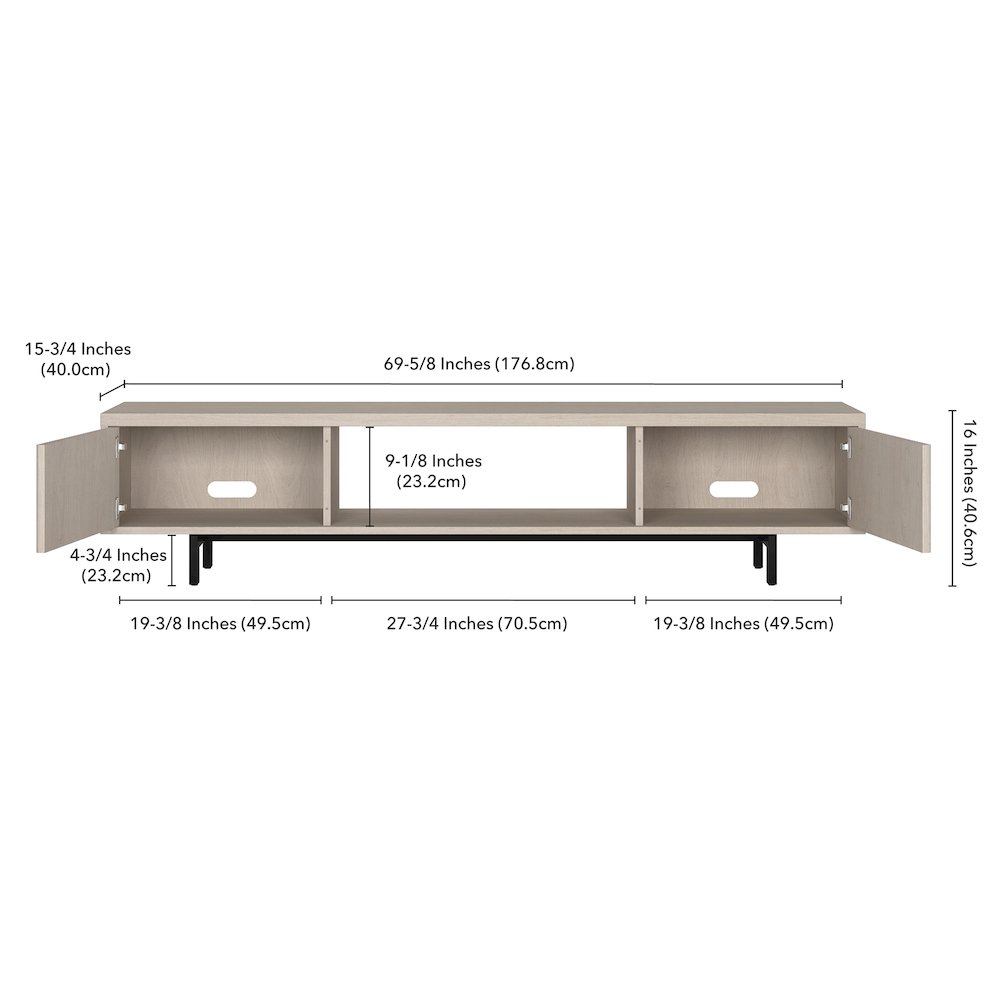 Lucien Rectangular TV Stand for TV's up to 78" in Alder White. Picture 5