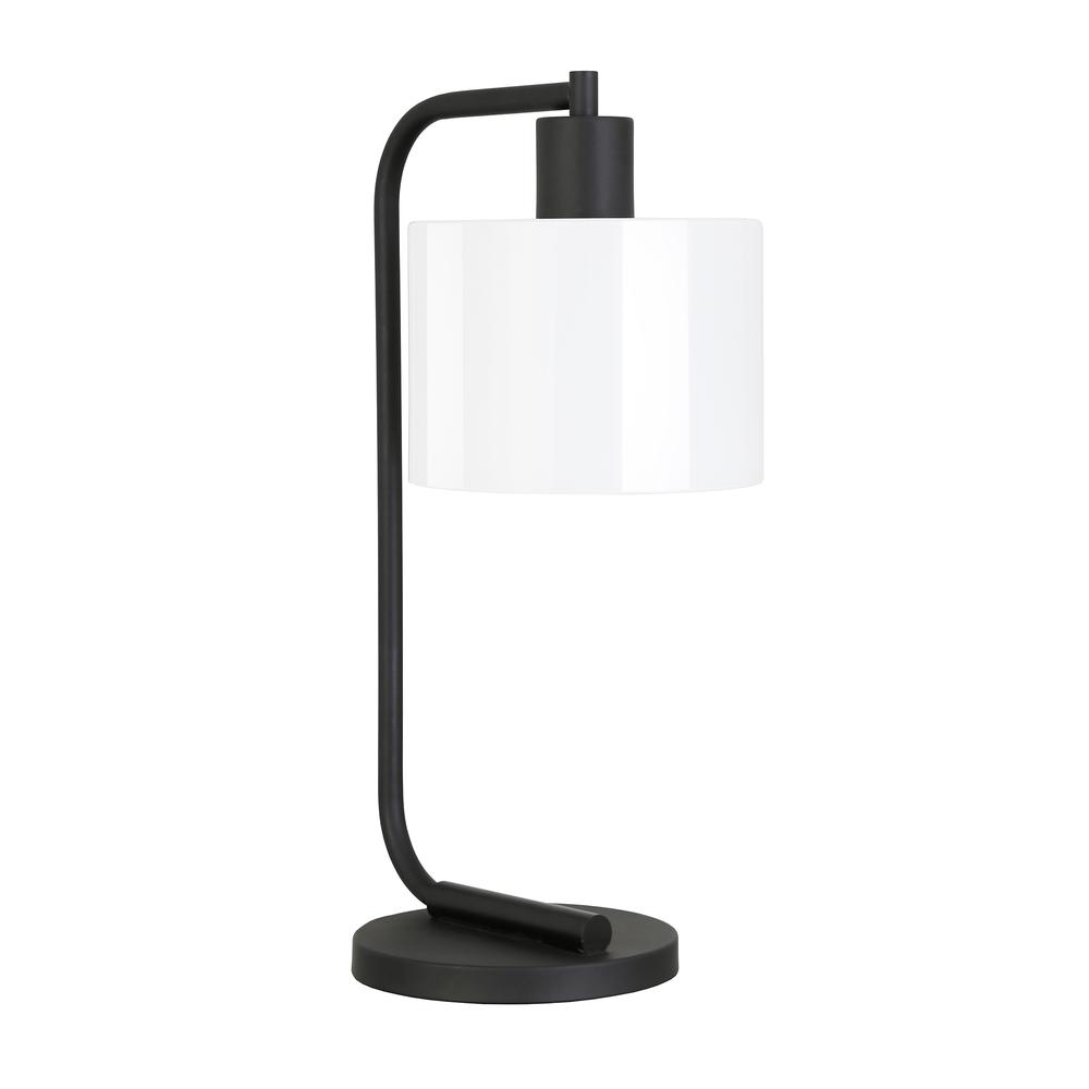 Cadmus 20.5" Tall Table Lamp with Glass Shade in Blackened Bronze/White Milk. Picture 3