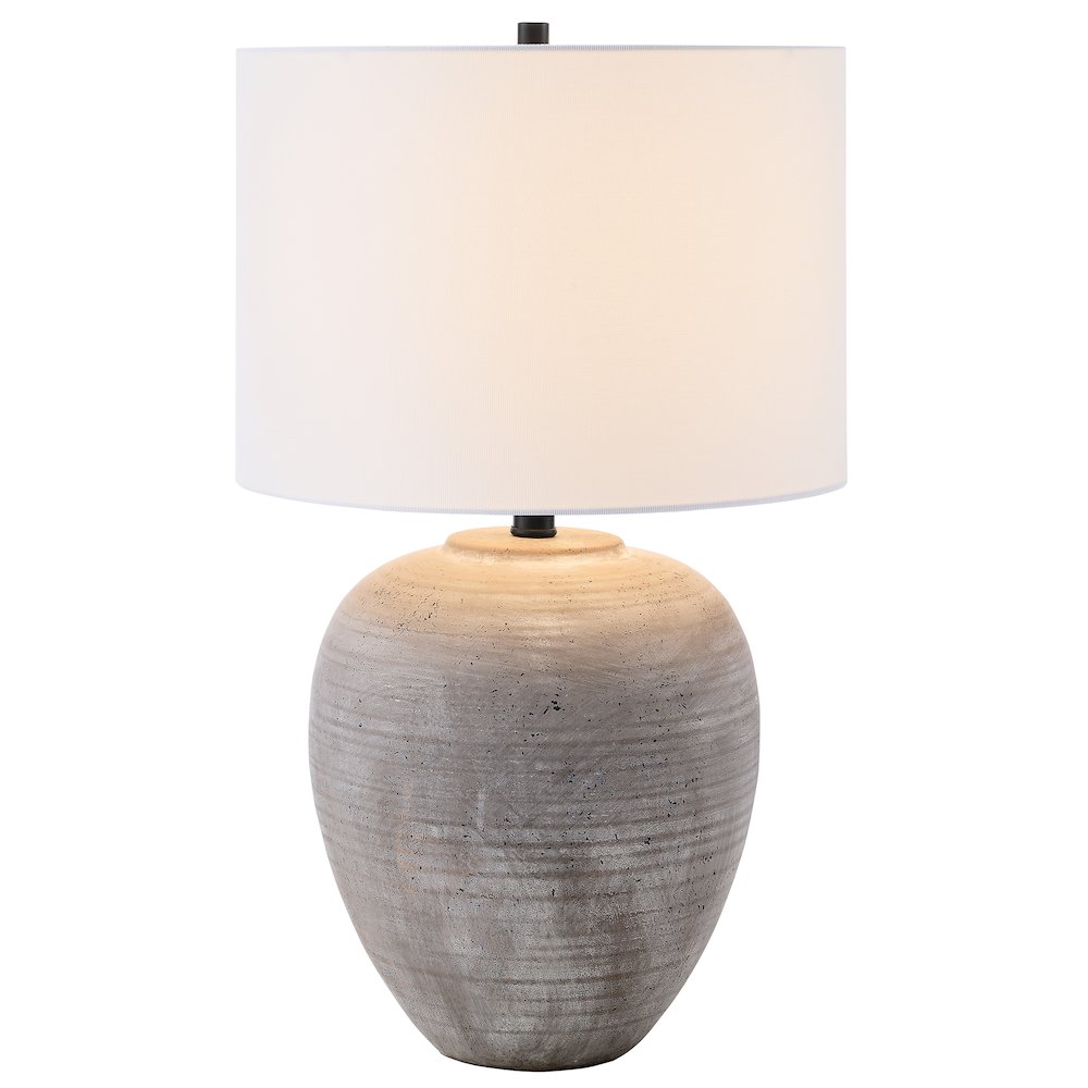 Shira 23" Tall Ceramic Table Lamp with Fabric Shade in Cool Terracotta/White. Picture 2