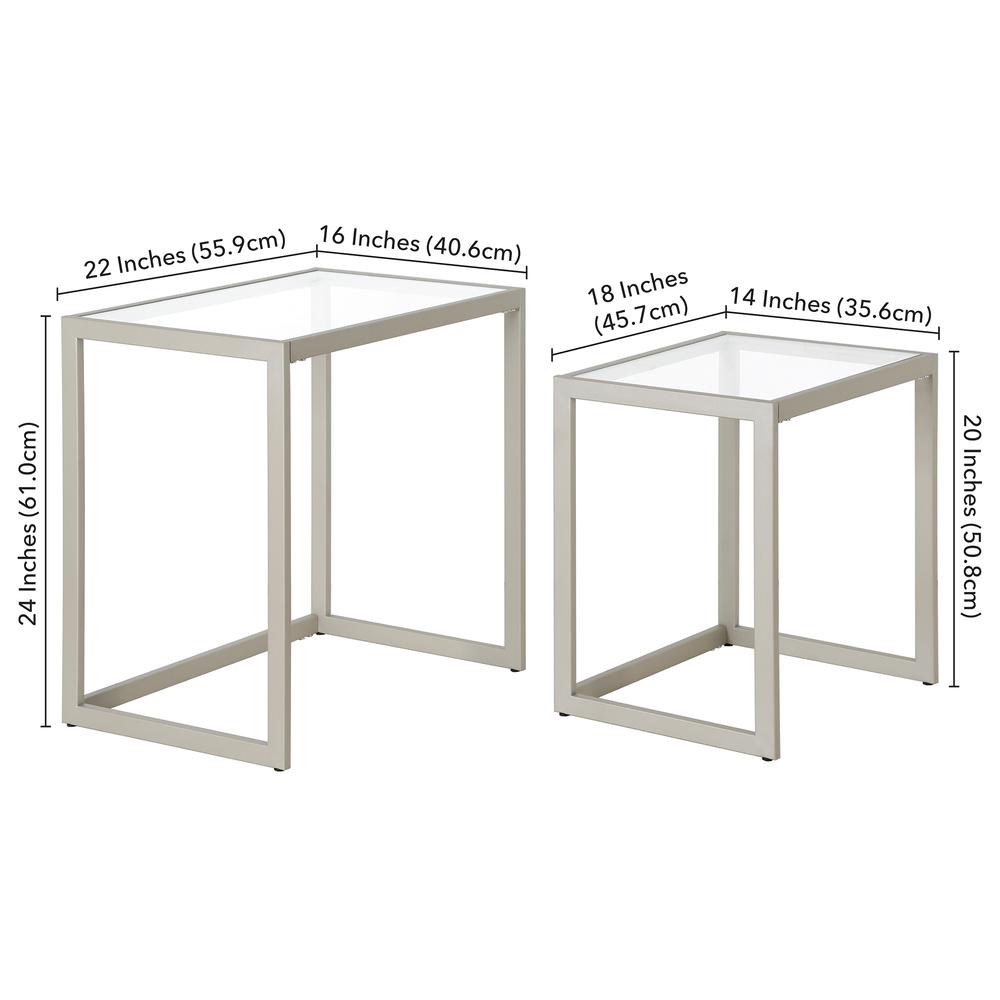 Rocco Rectangular Nested Side Table in Satin Nickel. Picture 5