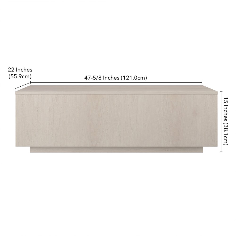 Paxton 48" Wide Rectangular Coffee Table in Alder White. Picture 5
