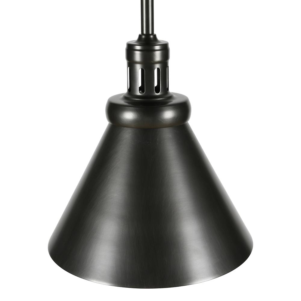 Zeno 8.5" Wide Pendant with Metal Shade in Blackened Steel/Blackened Bronze. Picture 3