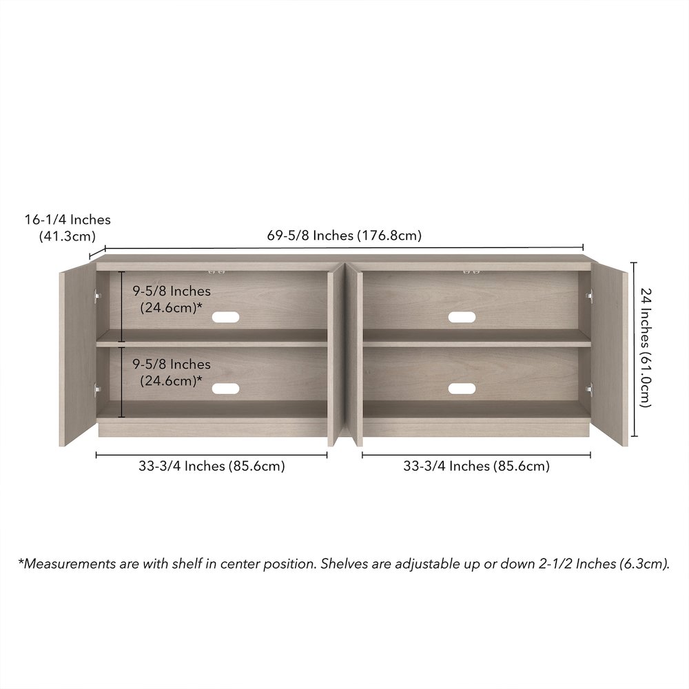 Halifax Rectangular TV Stand for TV's up to 75" in Alder White. Picture 3