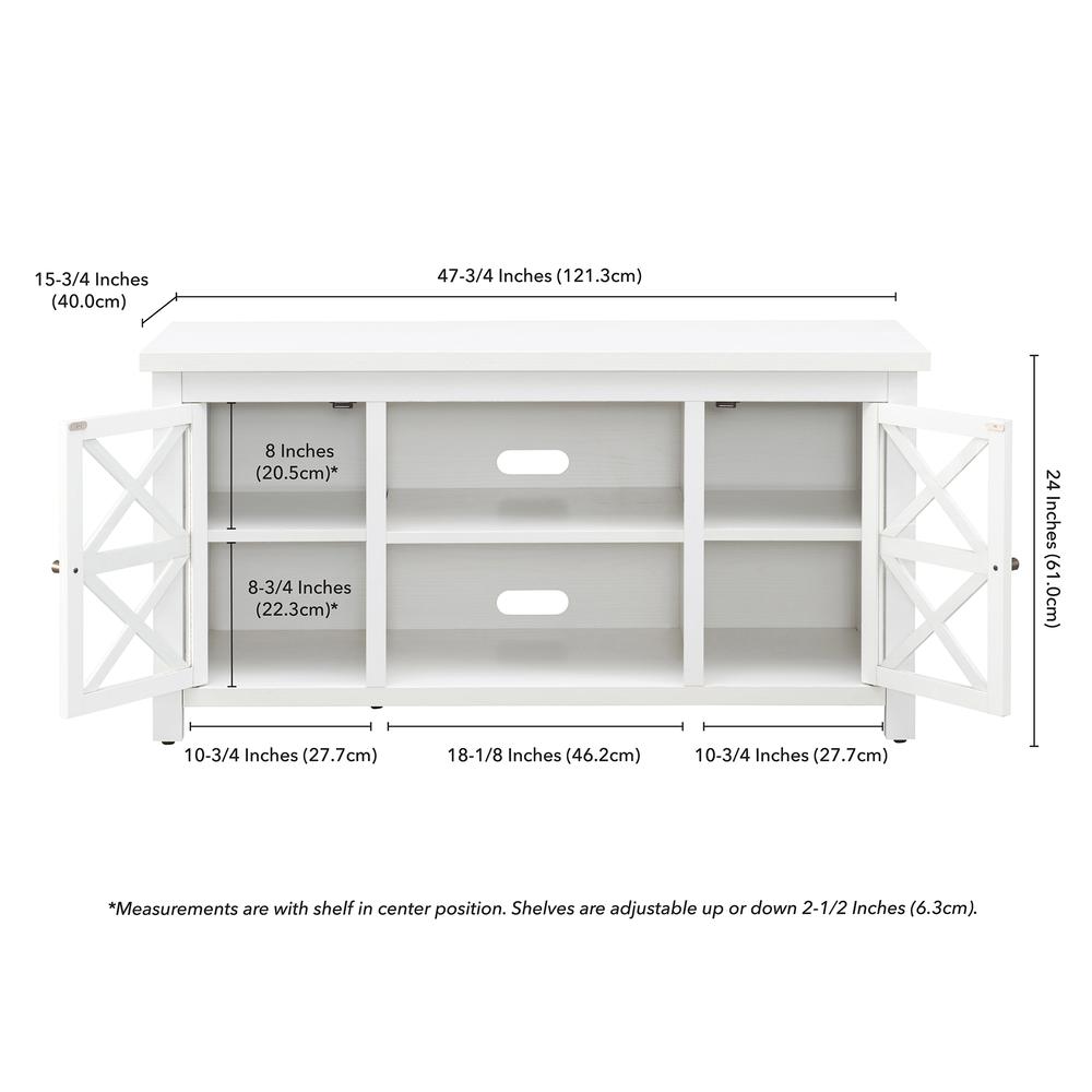 Colton Rectangular TV Stand for TV's up to 55" in White. Picture 5
