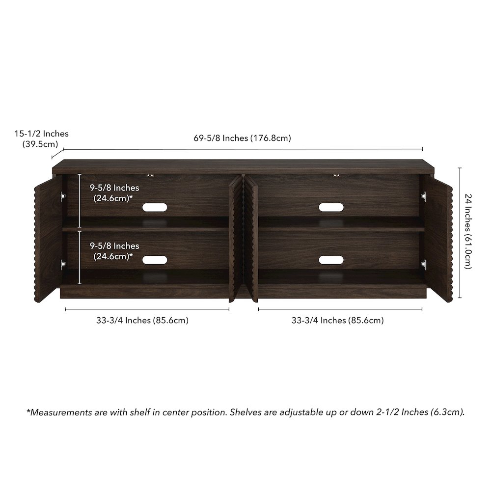 Tullis Rectangular TV Stand for TV's up to 78" in Alder Brown. Picture 5