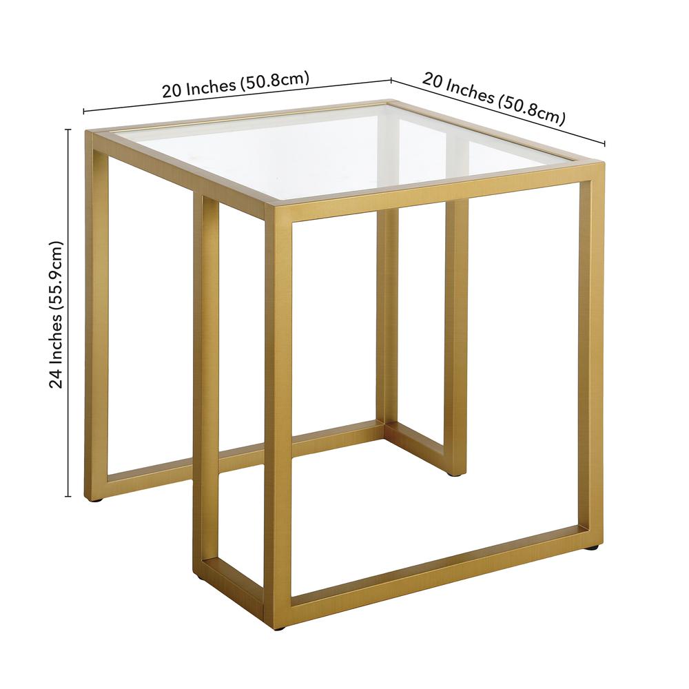 Oscar 20'' Wide Square Side Table in Brass. Picture 5