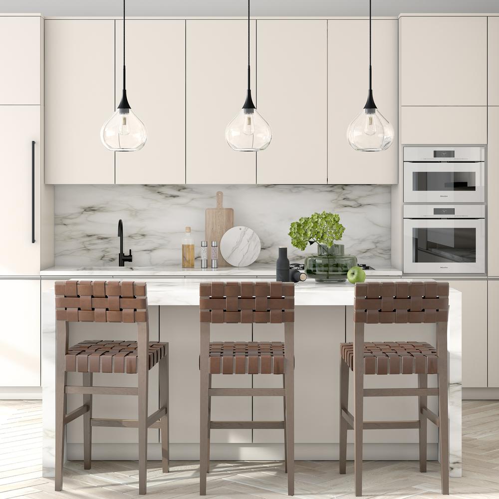 Ida 9.5" Wide Pendant with Glass Shade in Matte Black/Clear. Picture 4