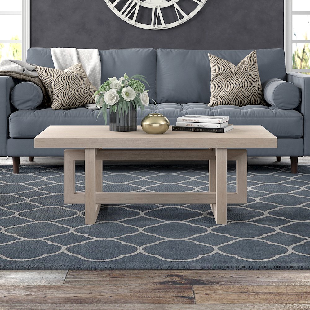 Breslow 47" Wide Rectangular Coffee Table in Alder White. Picture 3