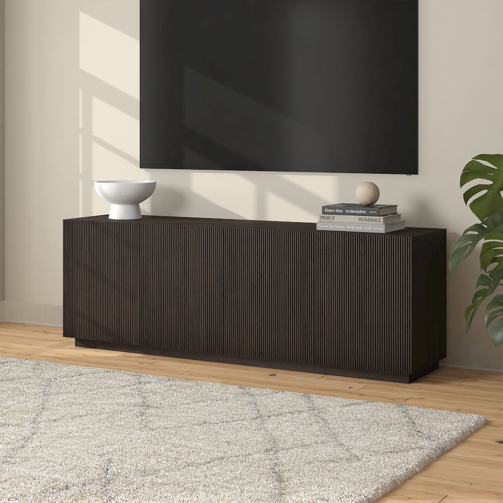 Halifax Rectangular TV Stand for TV's up to 75" in Alder Brown. Picture 5