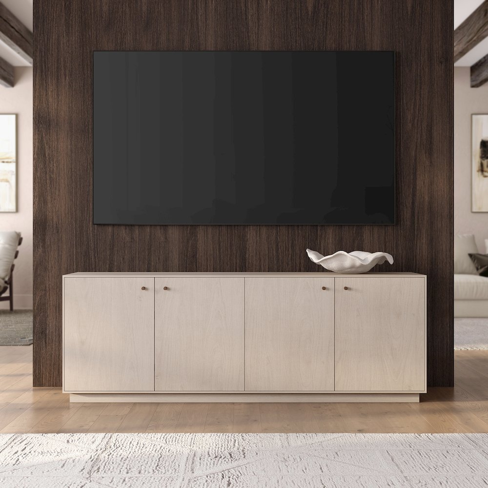 Lillian Rectangular TV Stand for TV's up to 75" in Alder White. Picture 4