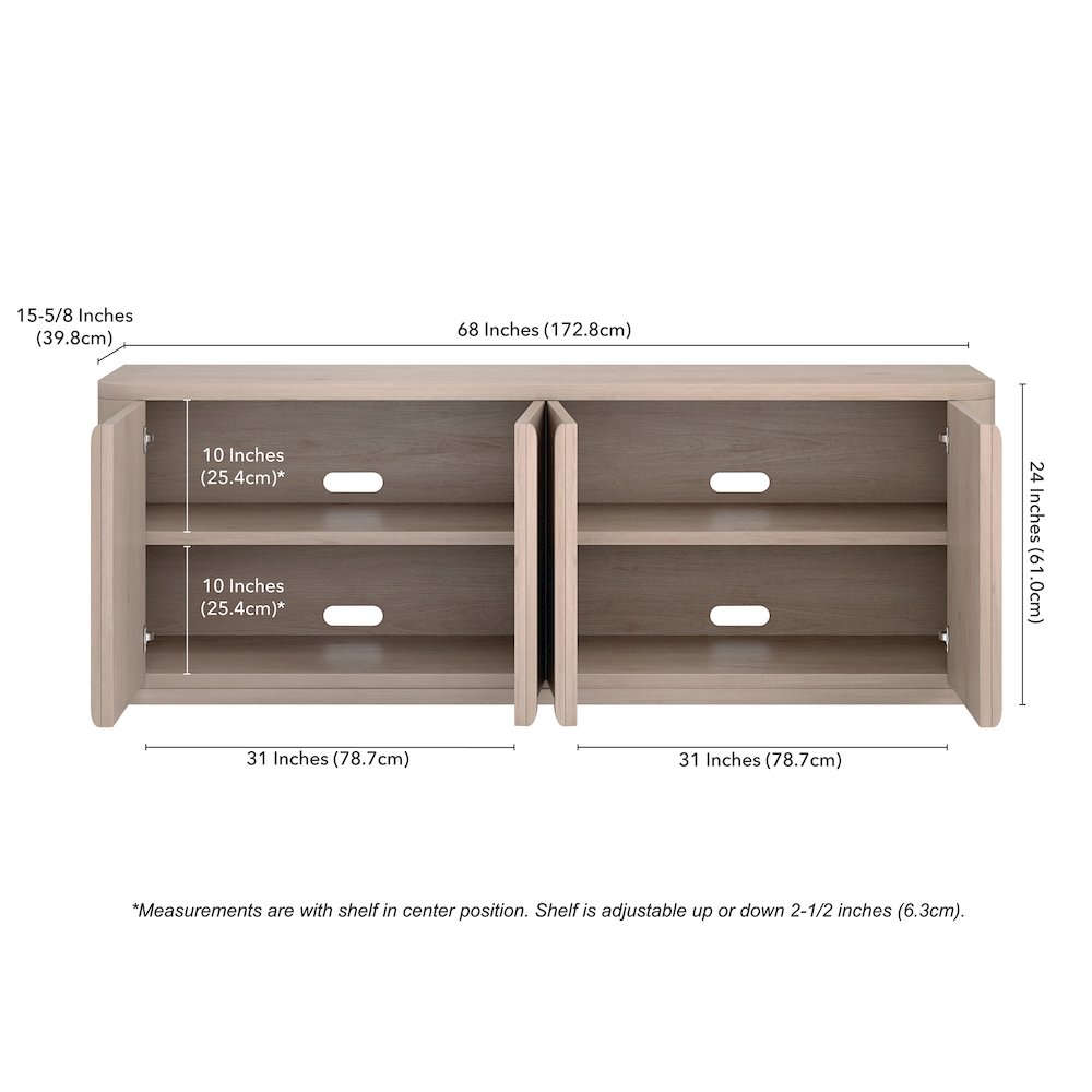 Vance Rectangular TV Stand for TV's up to 78" in Alder White. Picture 3