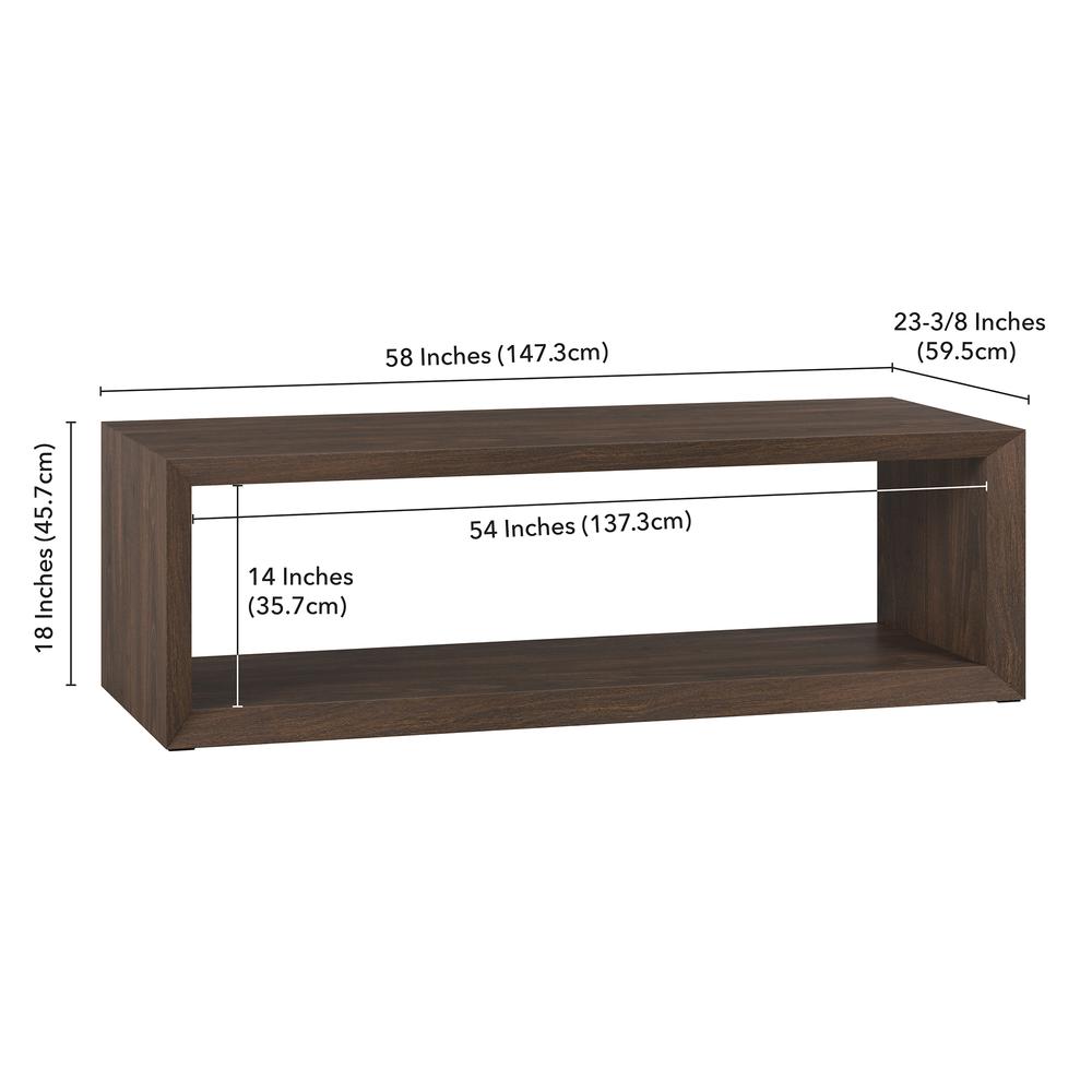 Osmond 58" Wide Rectangular Coffee Table in Alder Brown. Picture 5