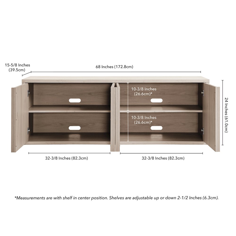 Kai Rectangular TV Stand for TV's up to 75" in Alder White. Picture 3