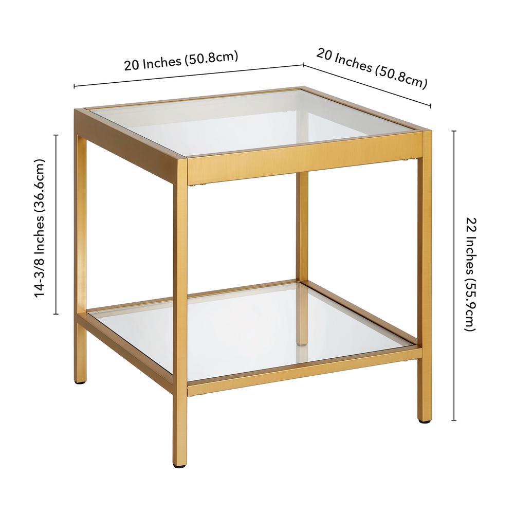 Alexis 20'' Wide Square Side Table in Brass. Picture 5