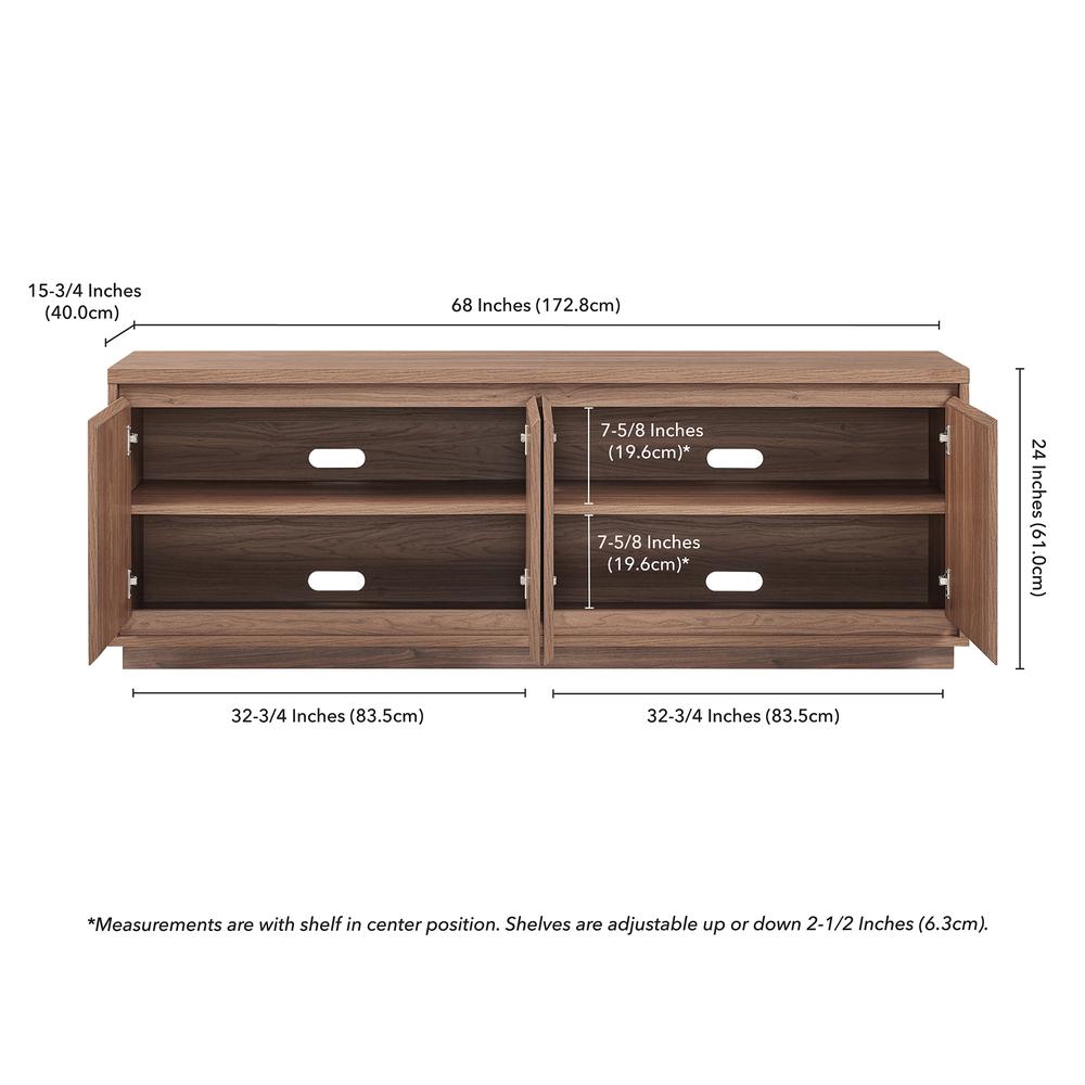 Presque Rectangular TV Stand for TV's up to 75" in Satin Walnut. Picture 5