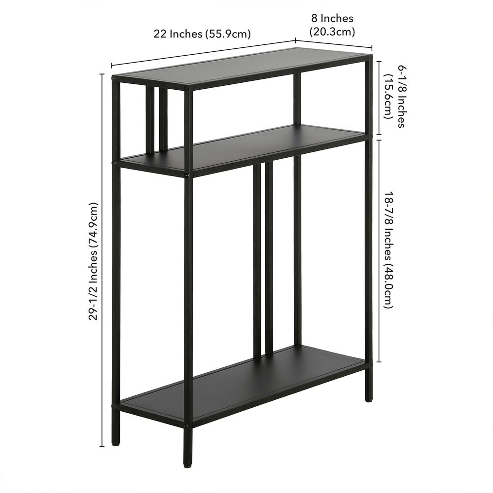 Cortland 22'' Wide Rectangular Console Table with Metal Shelves in Blackened Bronze. Picture 5