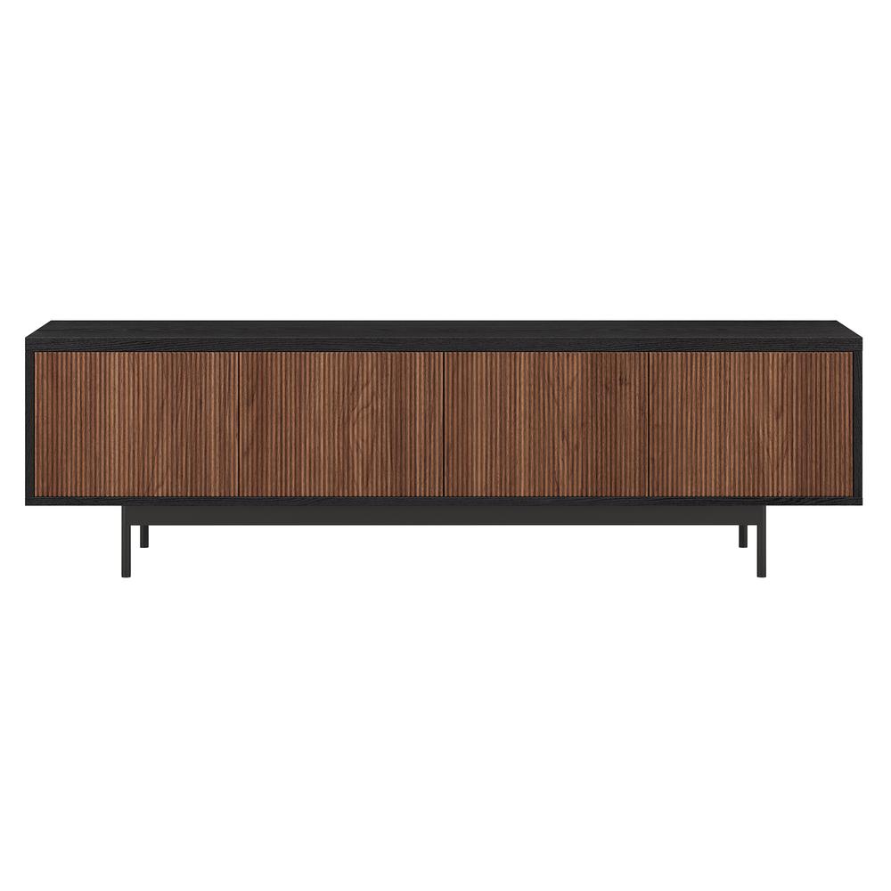 Whitman Rectangular TV Stand for TV's up to 75" in Black Grain/Satin Walnut. Picture 2