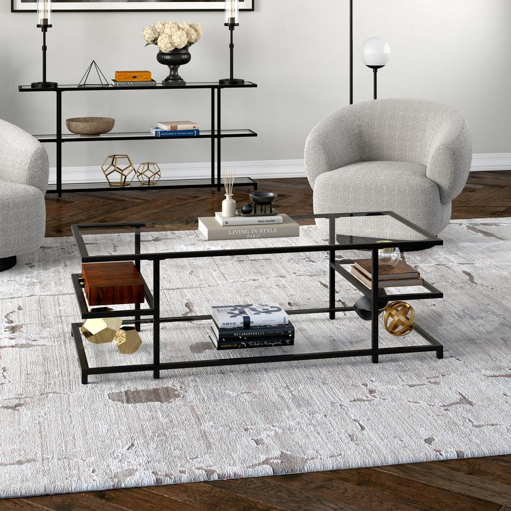 Greenwich 54'' Wide Rectangular Coffee Table in Blackened Bronze. Picture 2