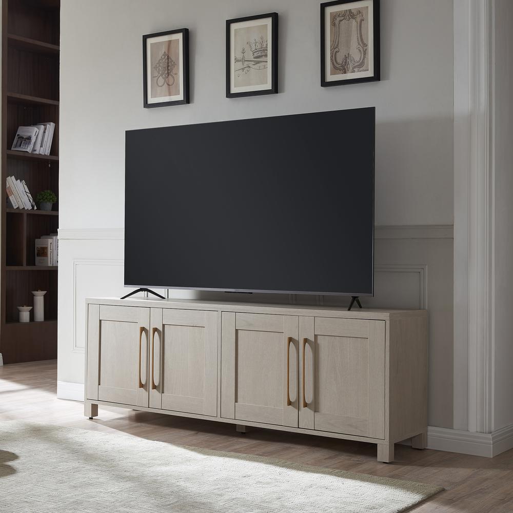 Chabot Rectangular TV Stand for TV's up to 80" in Alder White. Picture 2