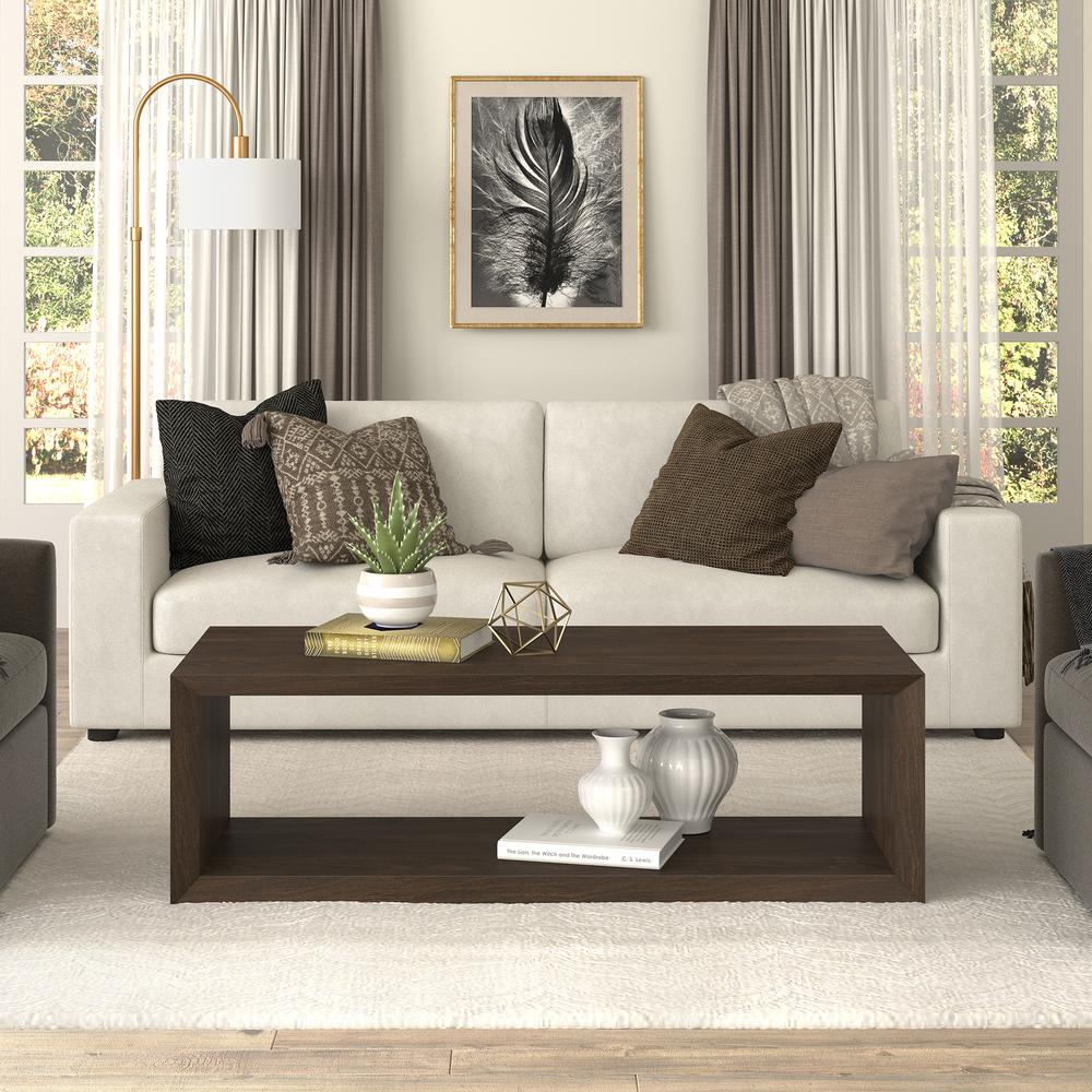 Osmond 58" Wide Rectangular Coffee Table in Alder Brown. Picture 4