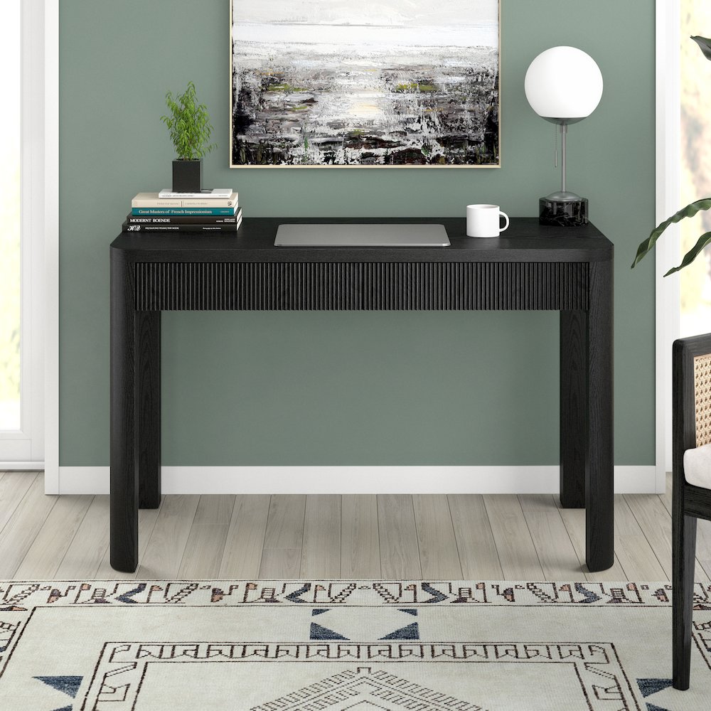 Mendoza 48'' Wide Rectangular Desk in Black Grain. Picture 4