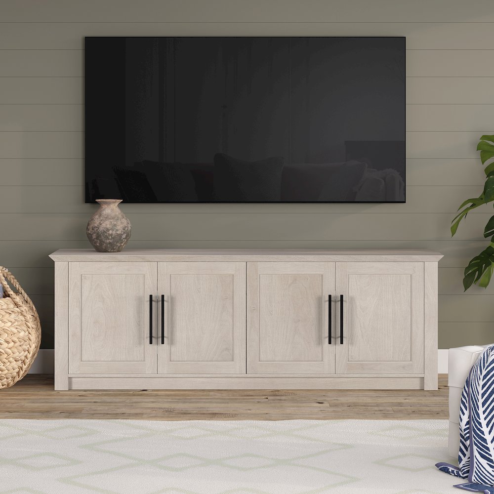 Thornwell Rectangular TV Stand for TV's up to 78" in Alder White. Picture 3