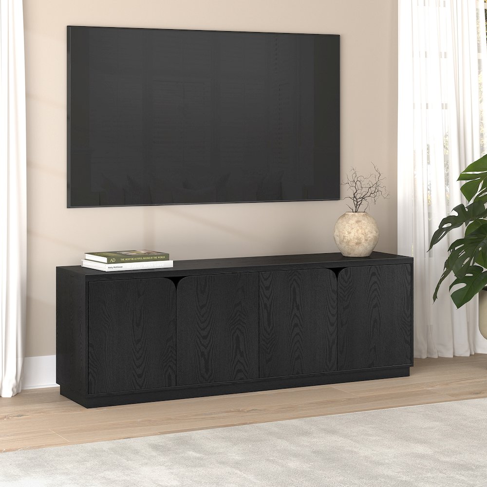 Fitzroy Rectangular TV Stand for TV's up to 78" in Black Grain. Picture 4