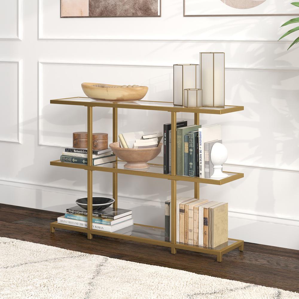 Greenwich 42'' Wide Rectangular Console Table in Brass. Picture 2