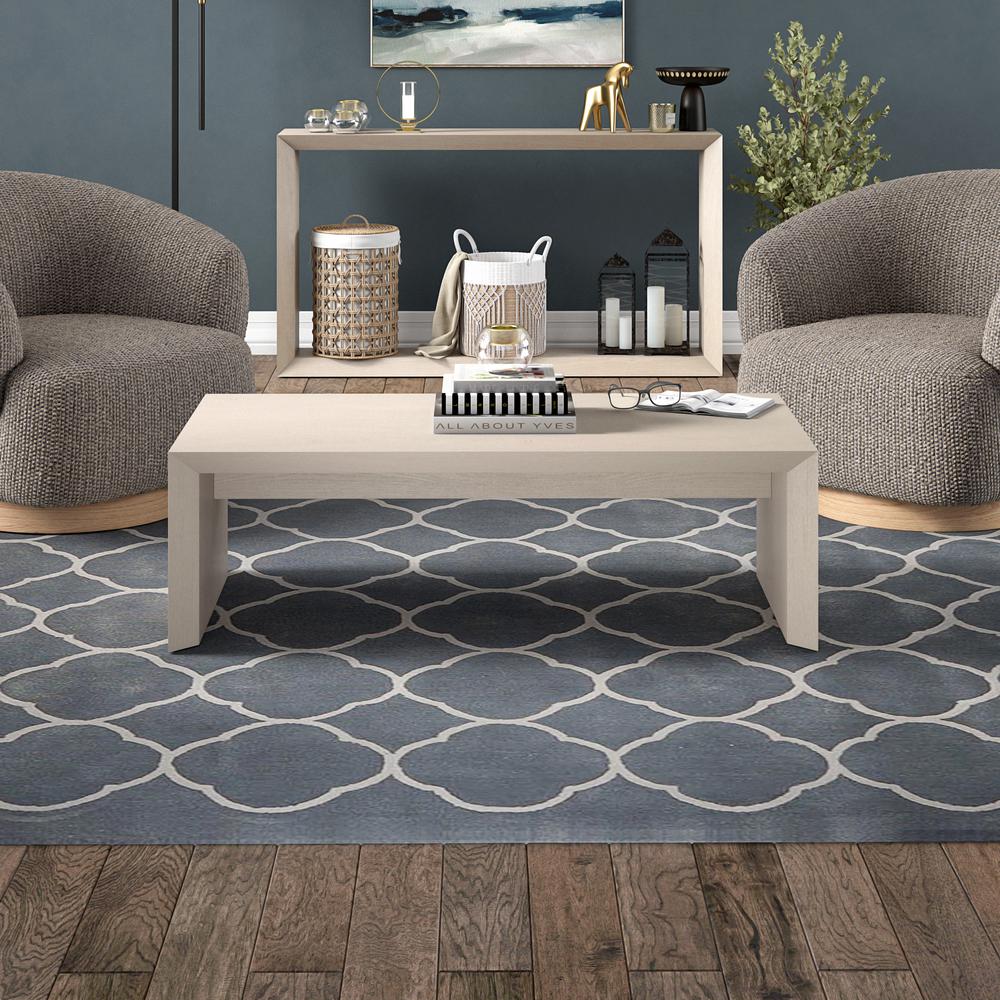 Oswin 48" Wide Rectangular Coffee Table in Alder White. Picture 4