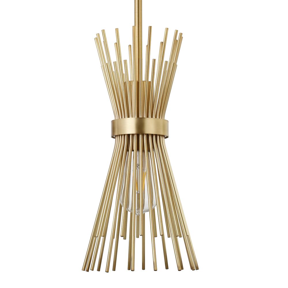 Andromeda 7" Wide Starburst Pendant with Metal Shade in Brass/Brass. Picture 3