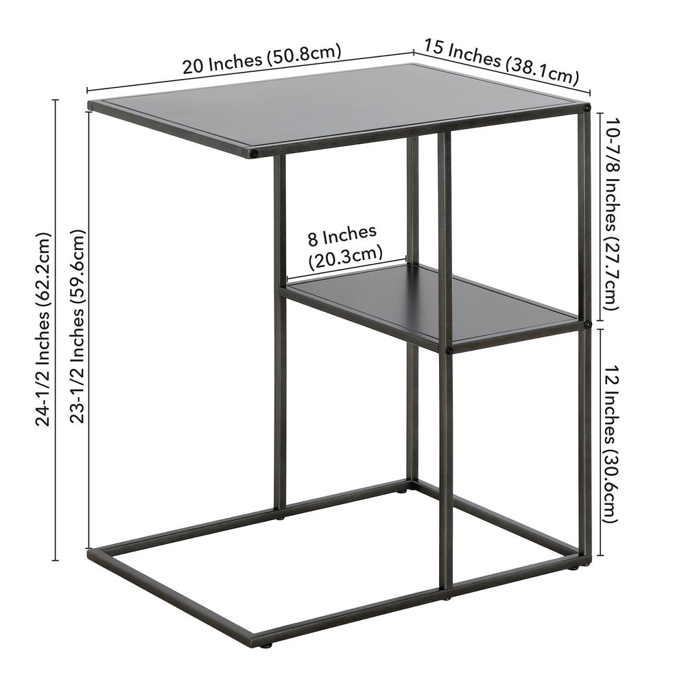 Winthrop 20'' Wide Rectangular Side Table in Gunmetal Gray. Picture 5