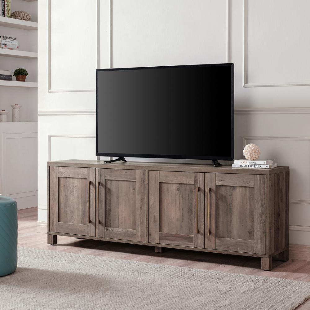 Chabot Rectangular TV Stand for TV's up to 80" in Gray Oak. Picture 2