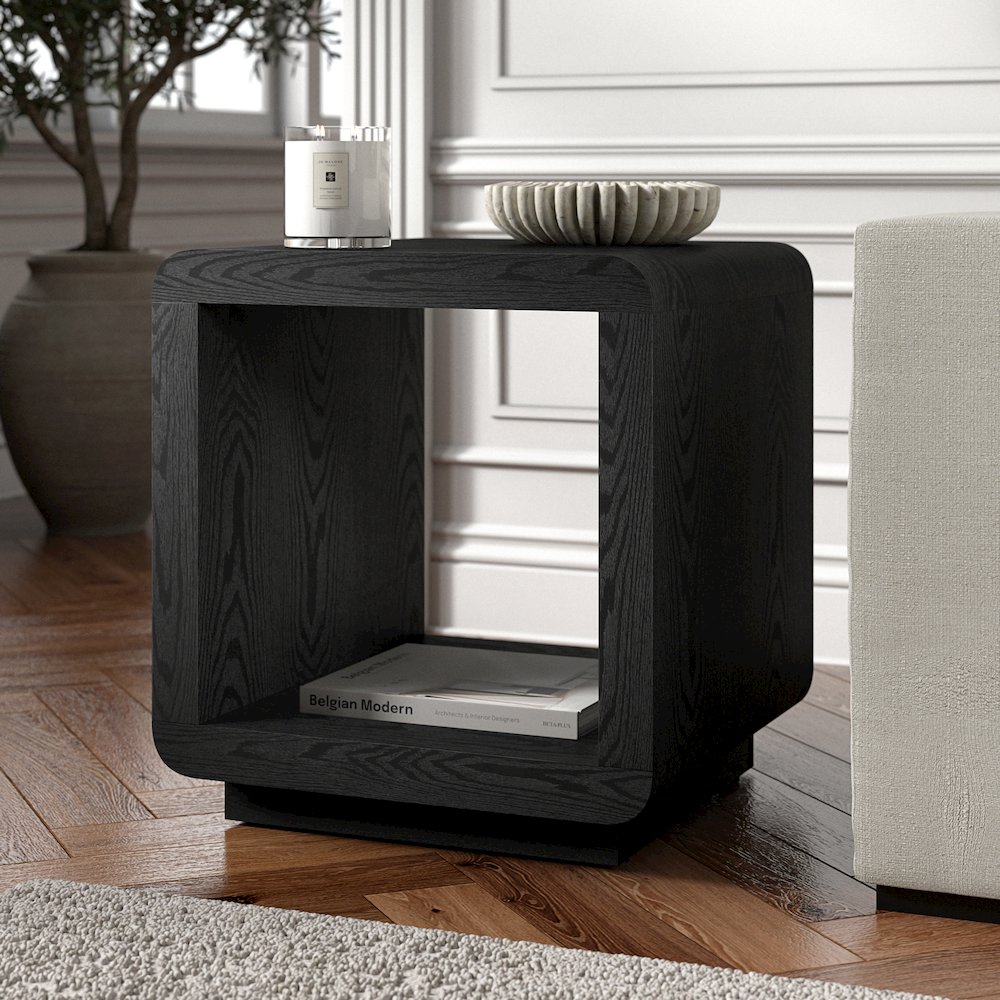 Henn&Hart 20" Modern Square End Table, Side Table, Nightstand with Plinth Base. Picture 4