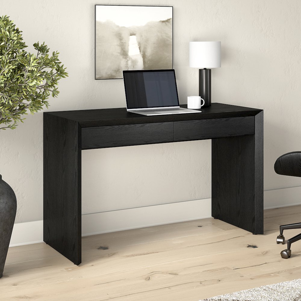 Pembroke 48'' Wide Rectangular Desk in Black Grain. Picture 3