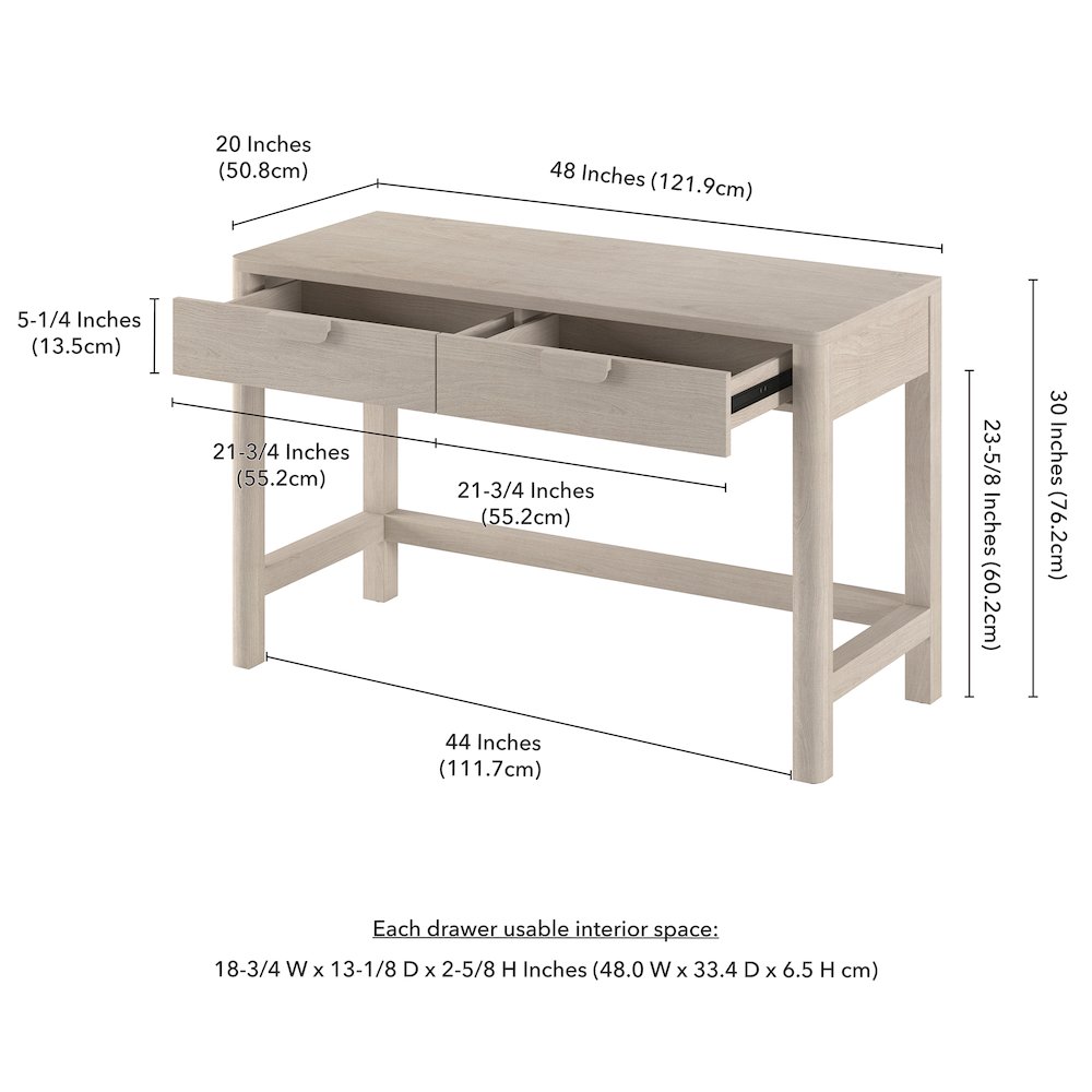 Fern 48" Wide Rectangular Desk in Alder White. Picture 5