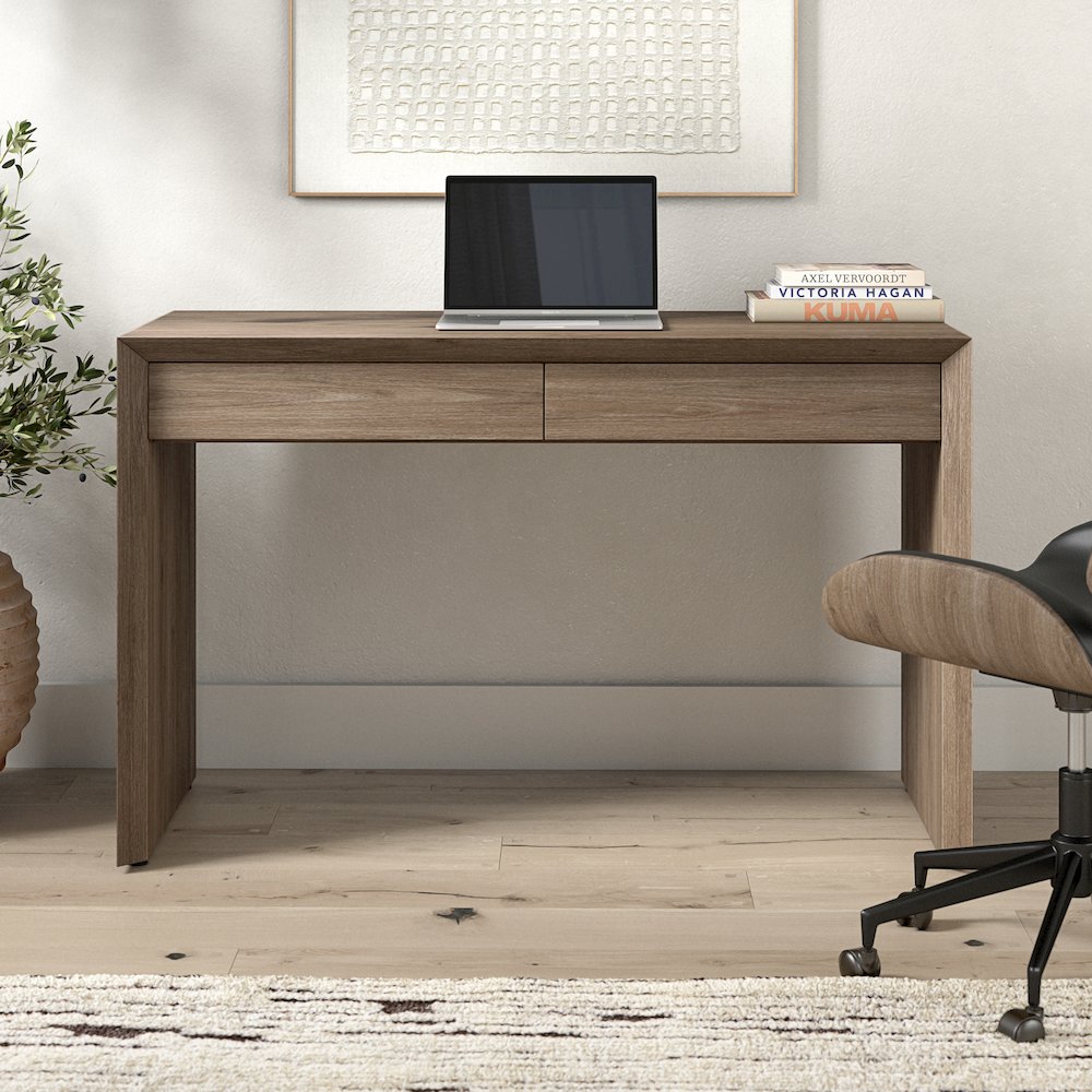 Pembroke 48'' Wide Rectangular Desk in Antiqued Gray Oak. Picture 4